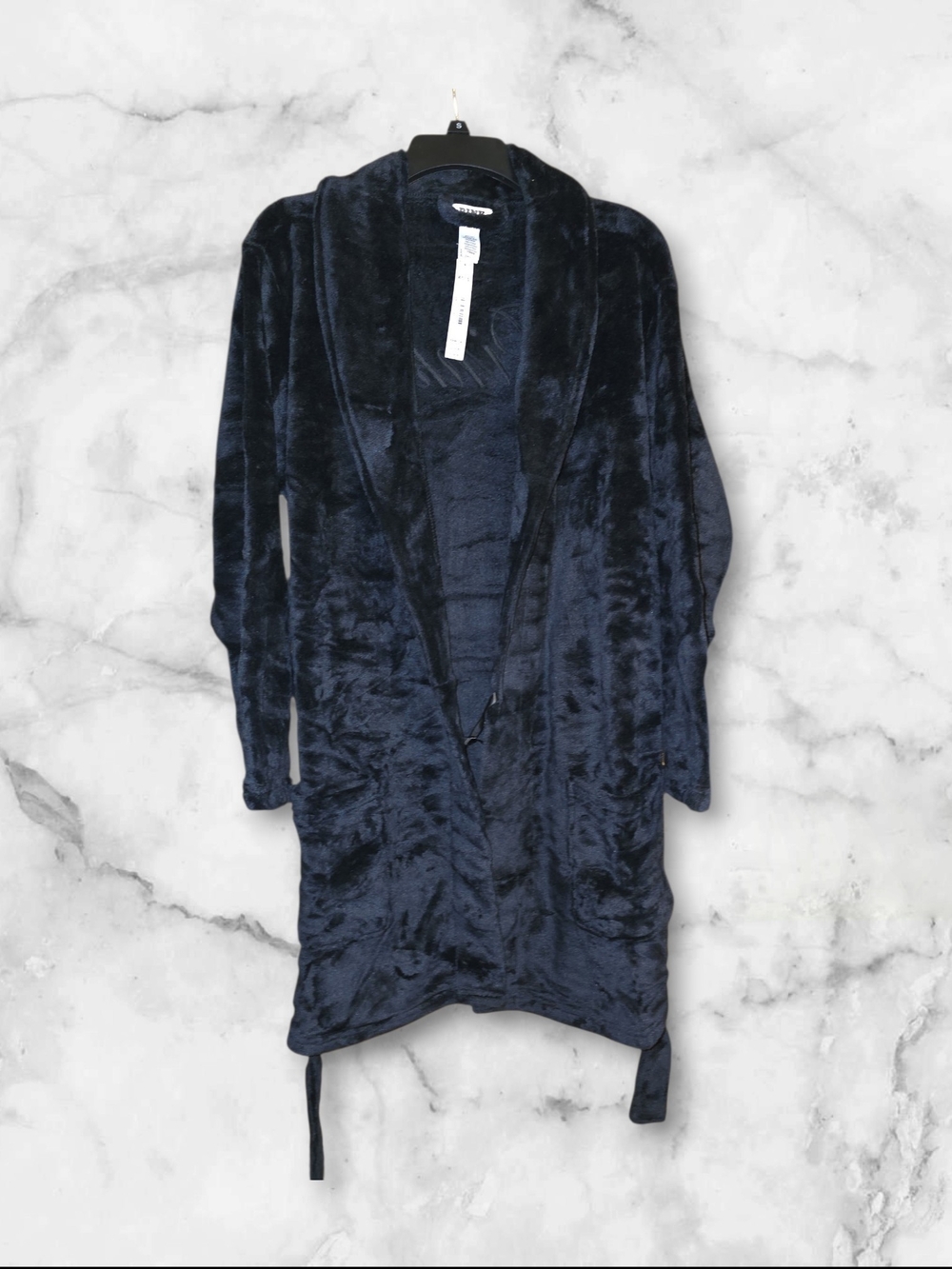 PINK Victoria's Secret Black Plush Shawl Collar Robe